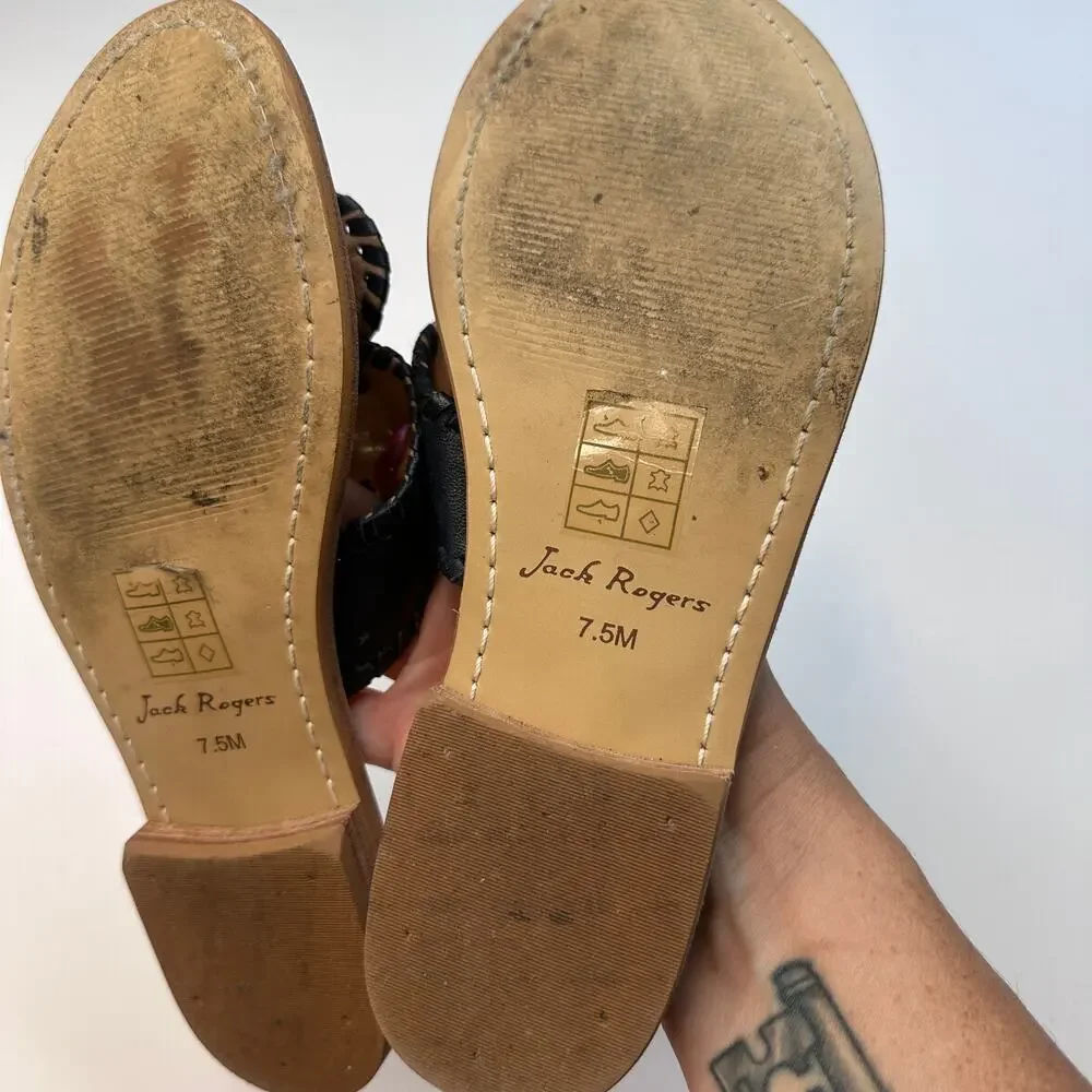 Jack Rogers Black Leather Sandals